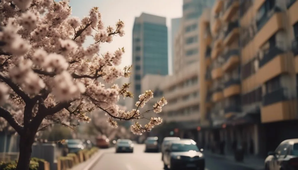 almond trees in urban