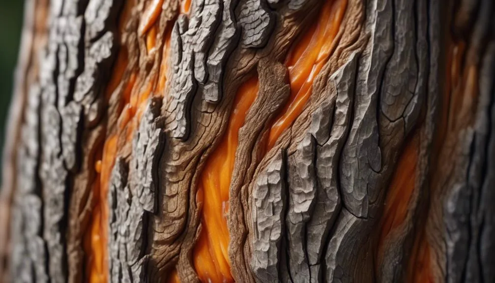 distinctive bark of persimmon trees