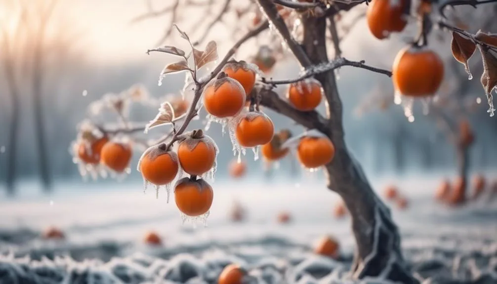 persimmon trees and frost