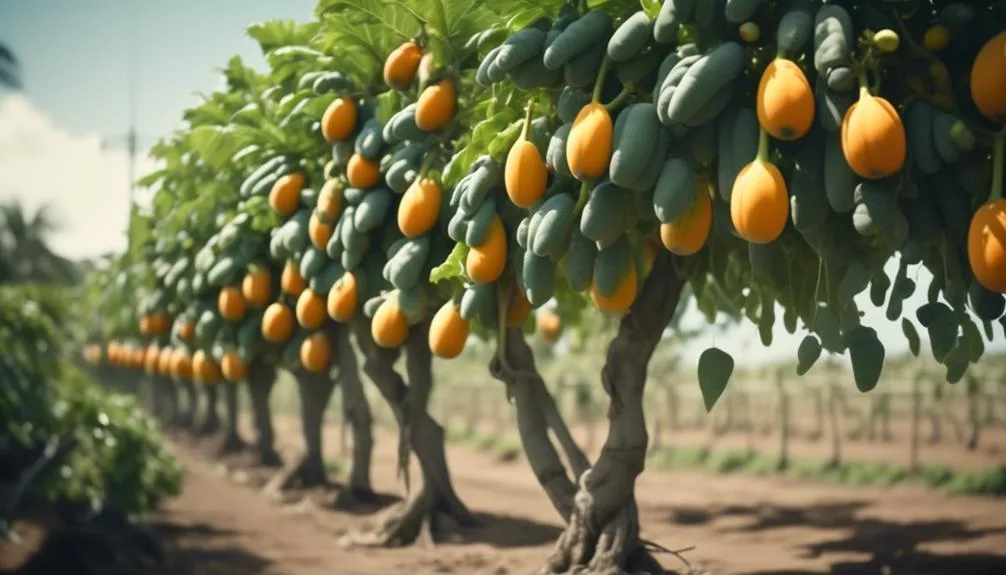 training papaya trees espalier