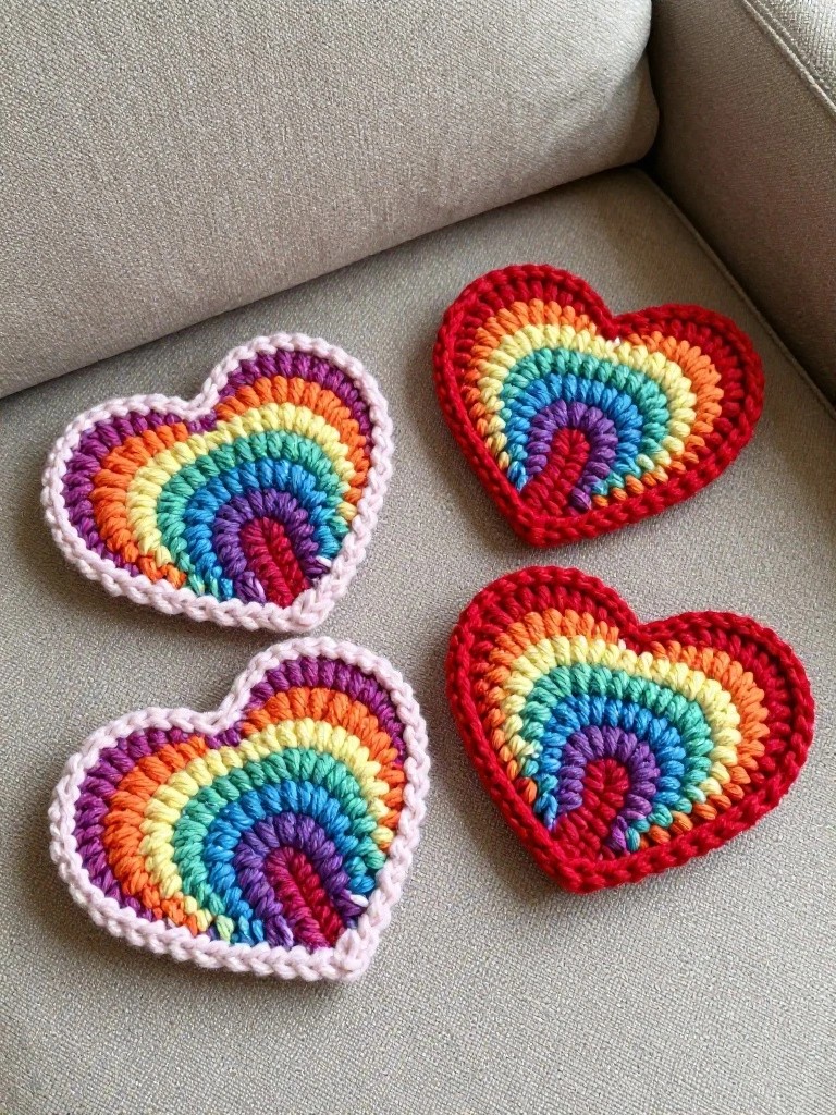 Rainbow Heart Coasters