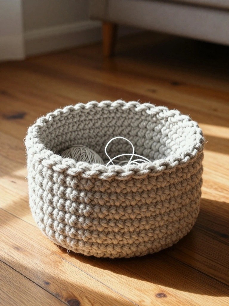 Round Crochet Basket
