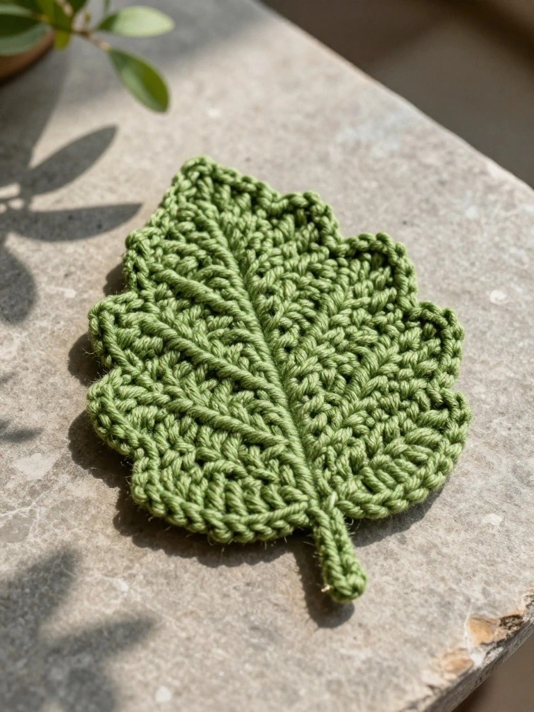 Leaf-Shaped Coasters with a Stem Detail