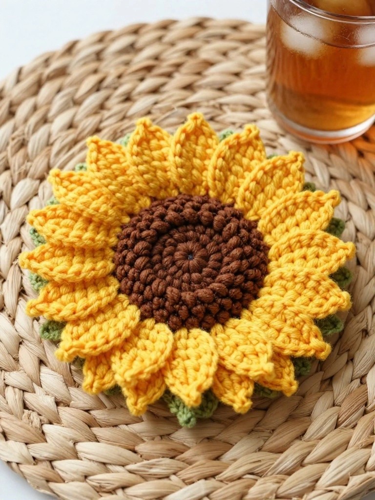 Sunflower Coaster With Layered Petals