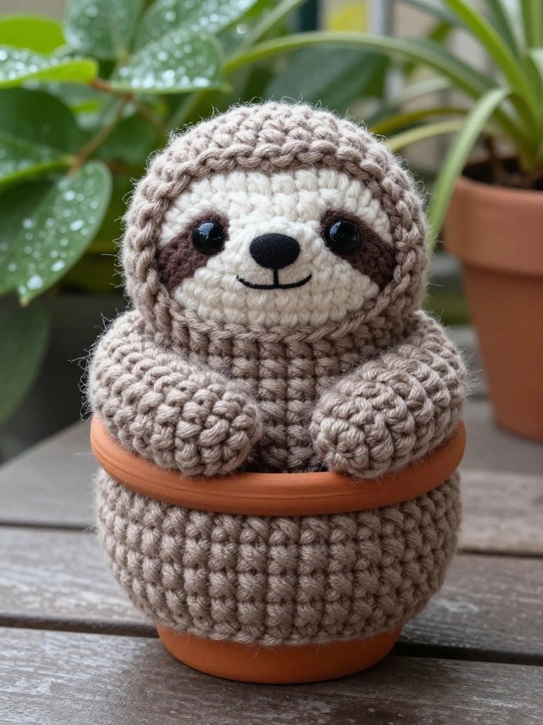 Sloth Plushie in a Plant Pot