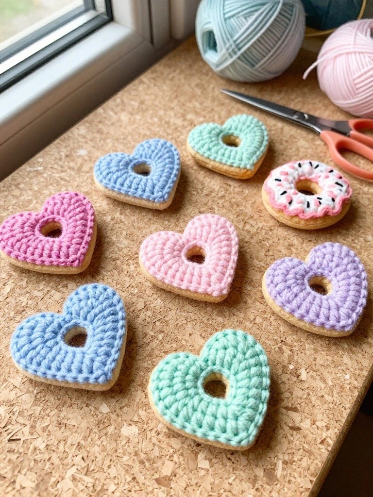 Heart Crochet Toppers for Cookies