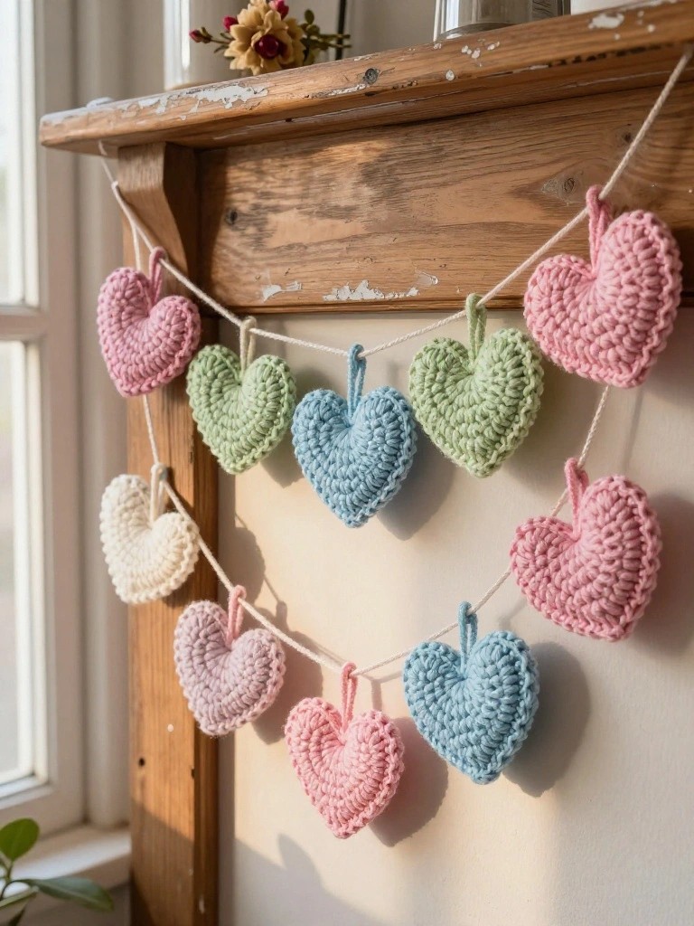 Heart Garland for Mantel or Shelf Decor