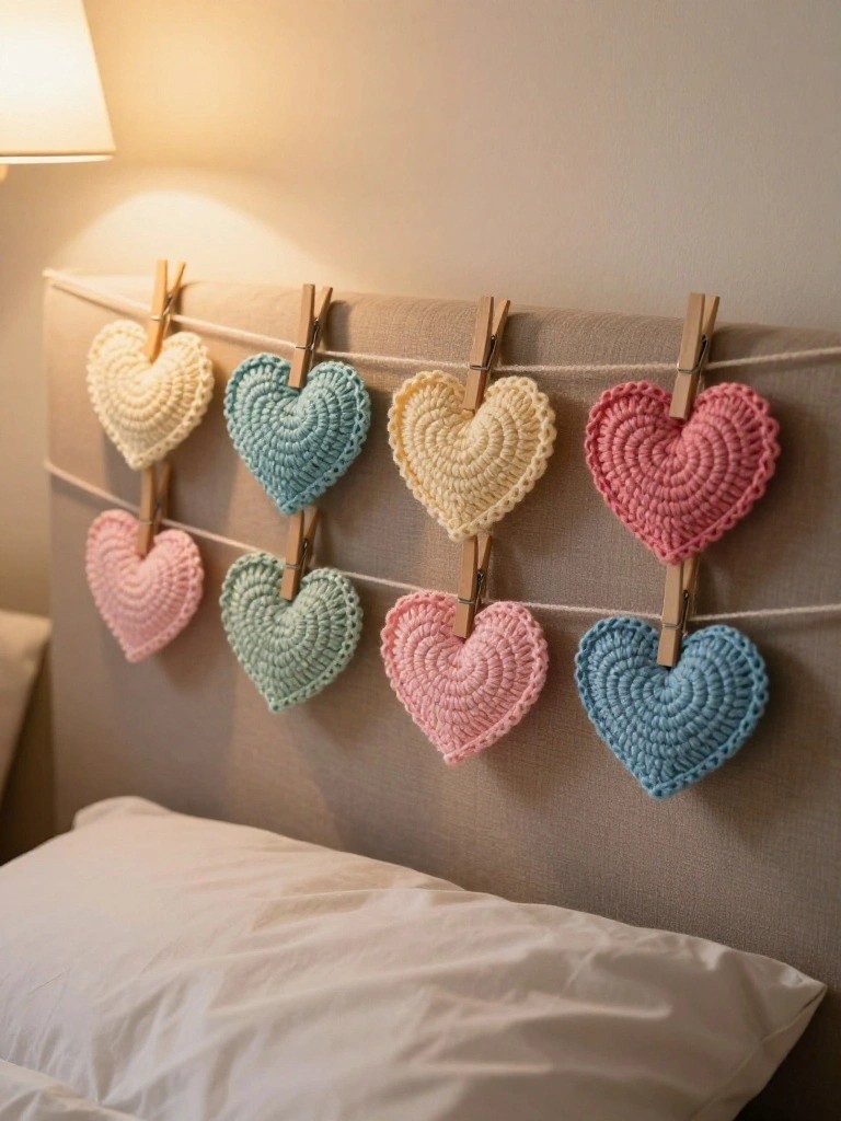 Heart Garland Hung with Clothespins