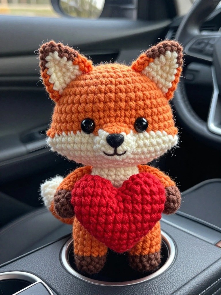 Mini Fox Amigurumi with Heart