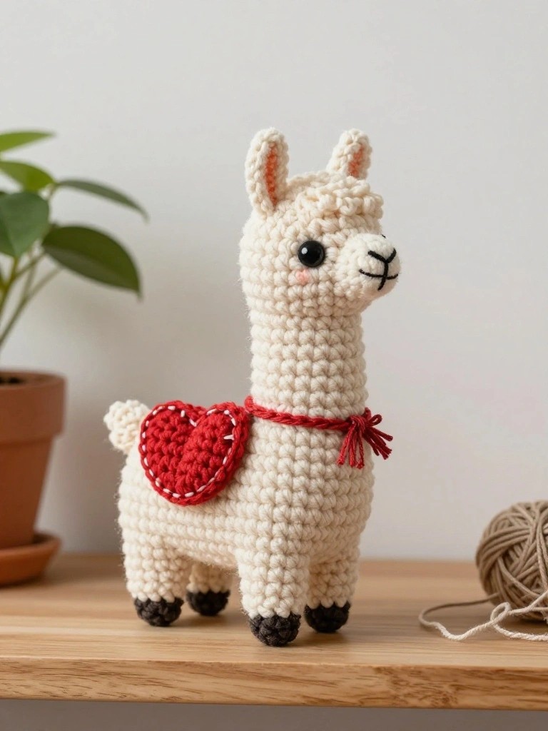 Mini Llama Plush with Heart Saddle