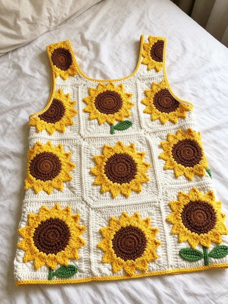 Sunflower Motif Tank Top