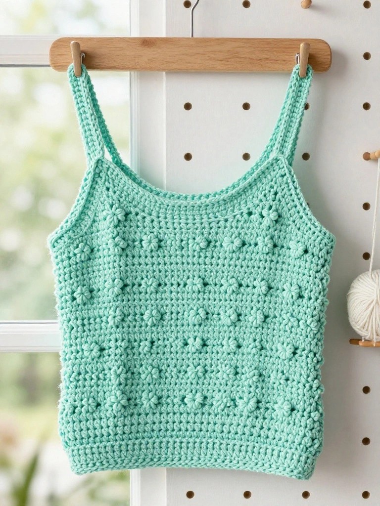 Textured Motif Tank Top in Mint
