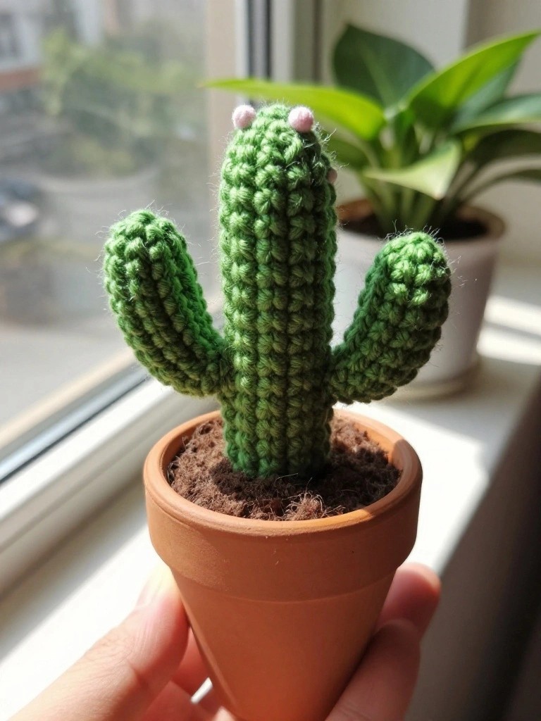 Potted Crochet Cactus