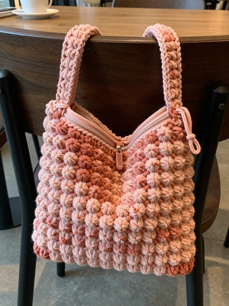 Bobble Stitch Zipper Pouch