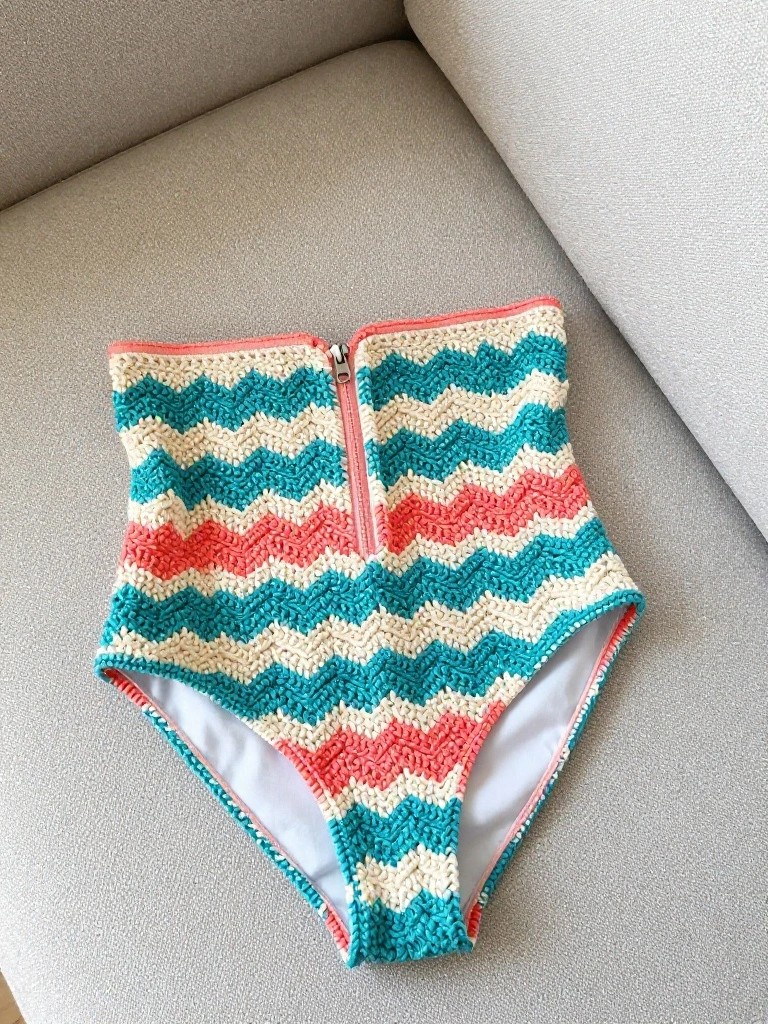 Chevron High-Waisted Swim Bottom