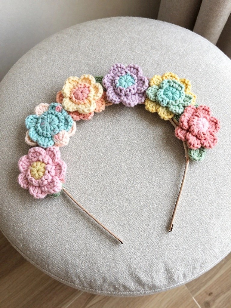 Crochet Flower Headband Accessory