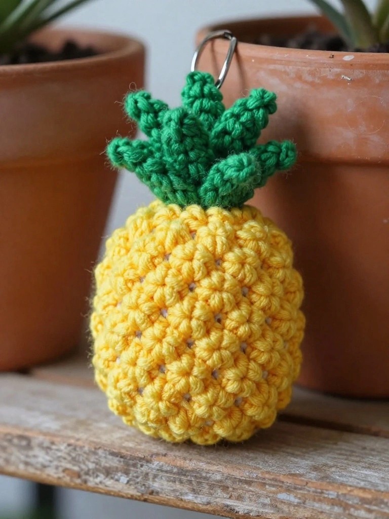 Crochet Pineapple Keychain