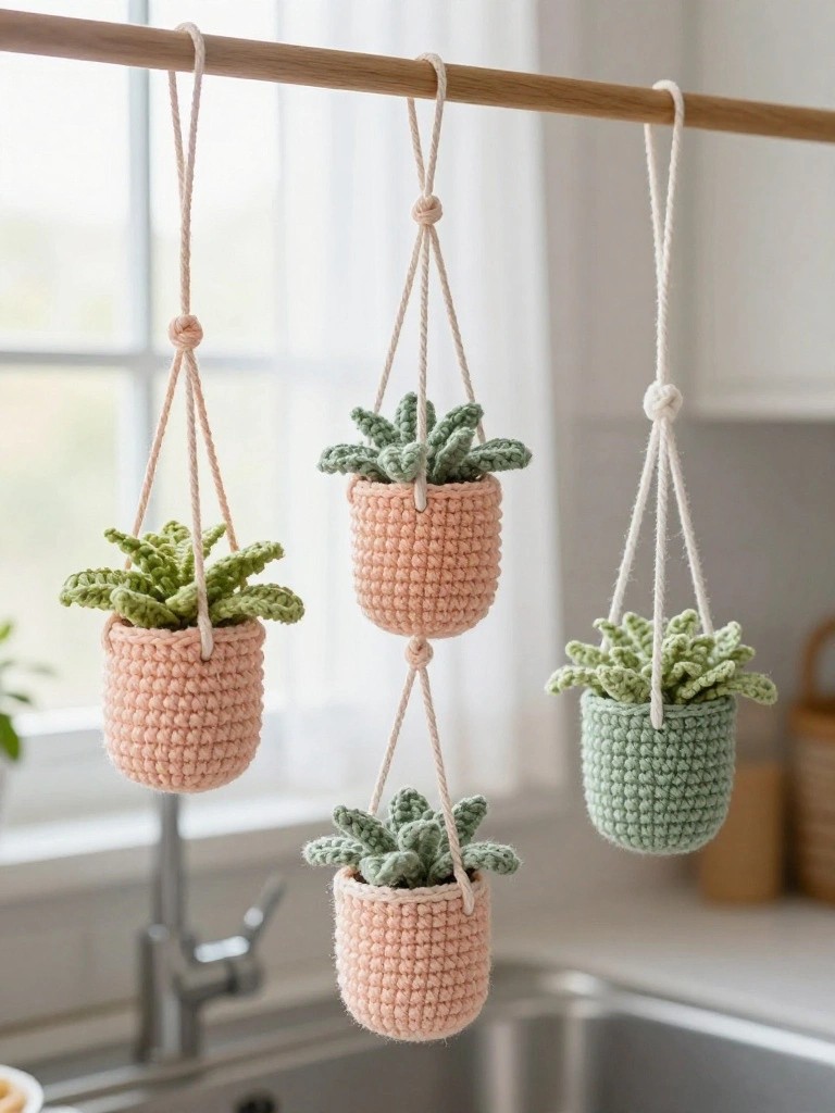 Hanging Crochet Plant Baskets
