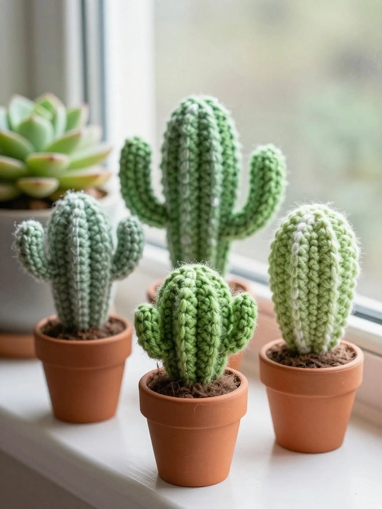 Mini Crochet Cacti in Terracotta Pots