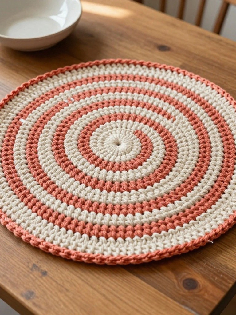Spiral Striped Round Mat