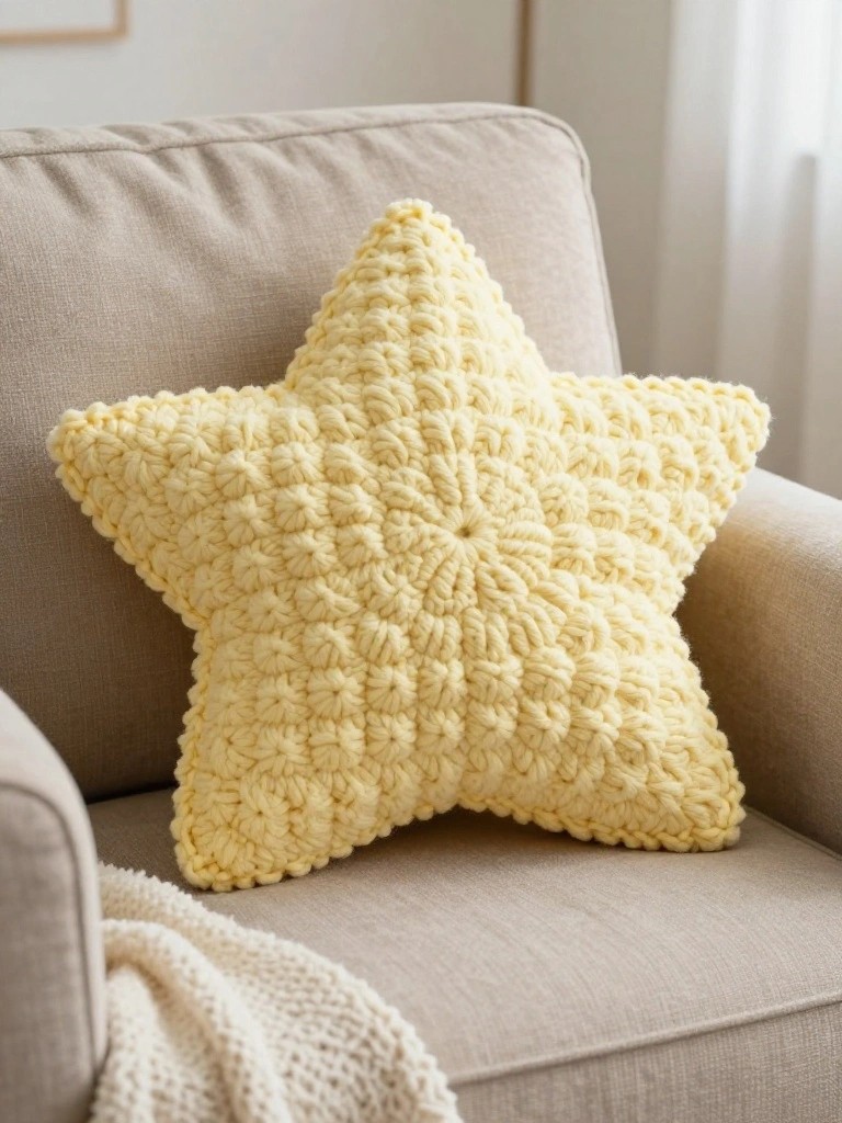 Star-Shaped Crochet Pillow