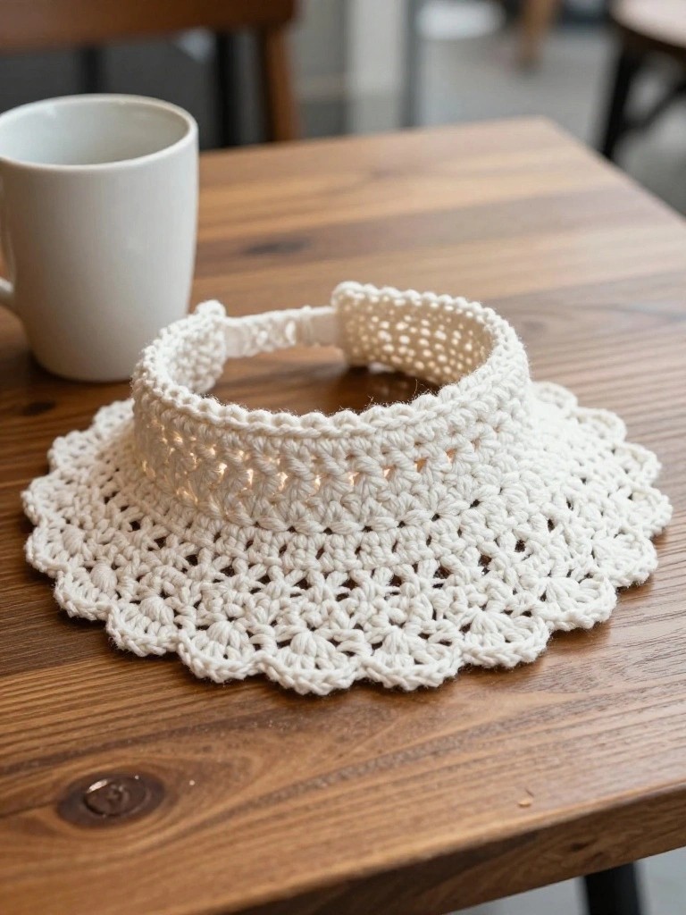 Crochet Sun Visor with Scalloped Brim