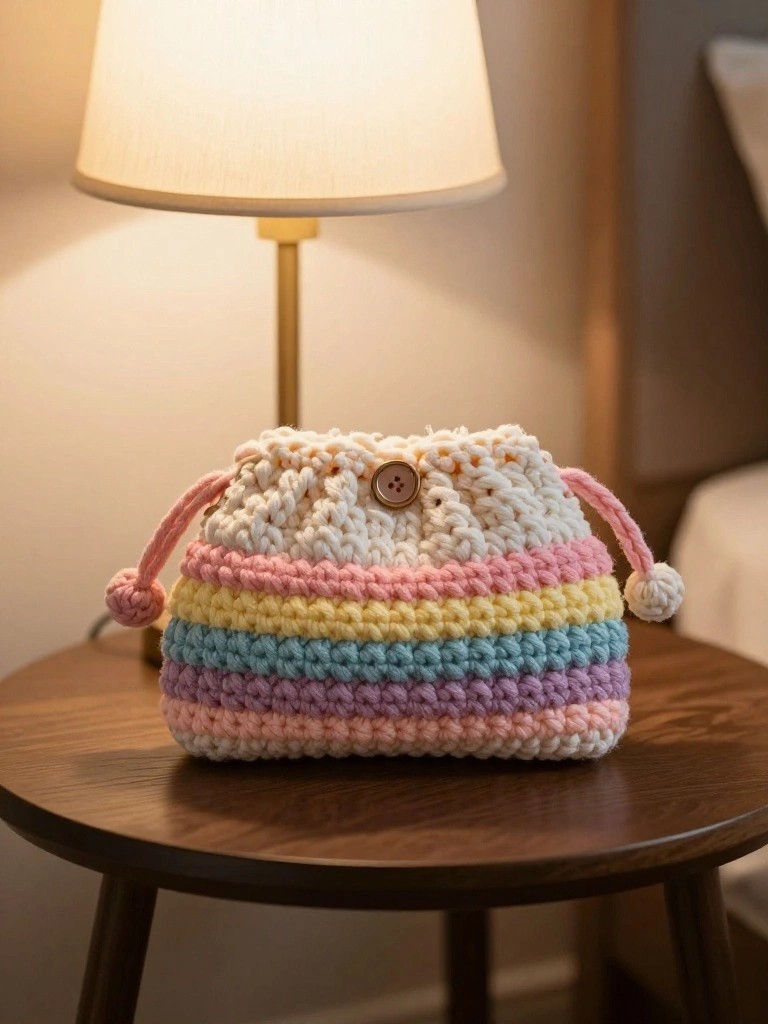 Striped Drawstring Pouch