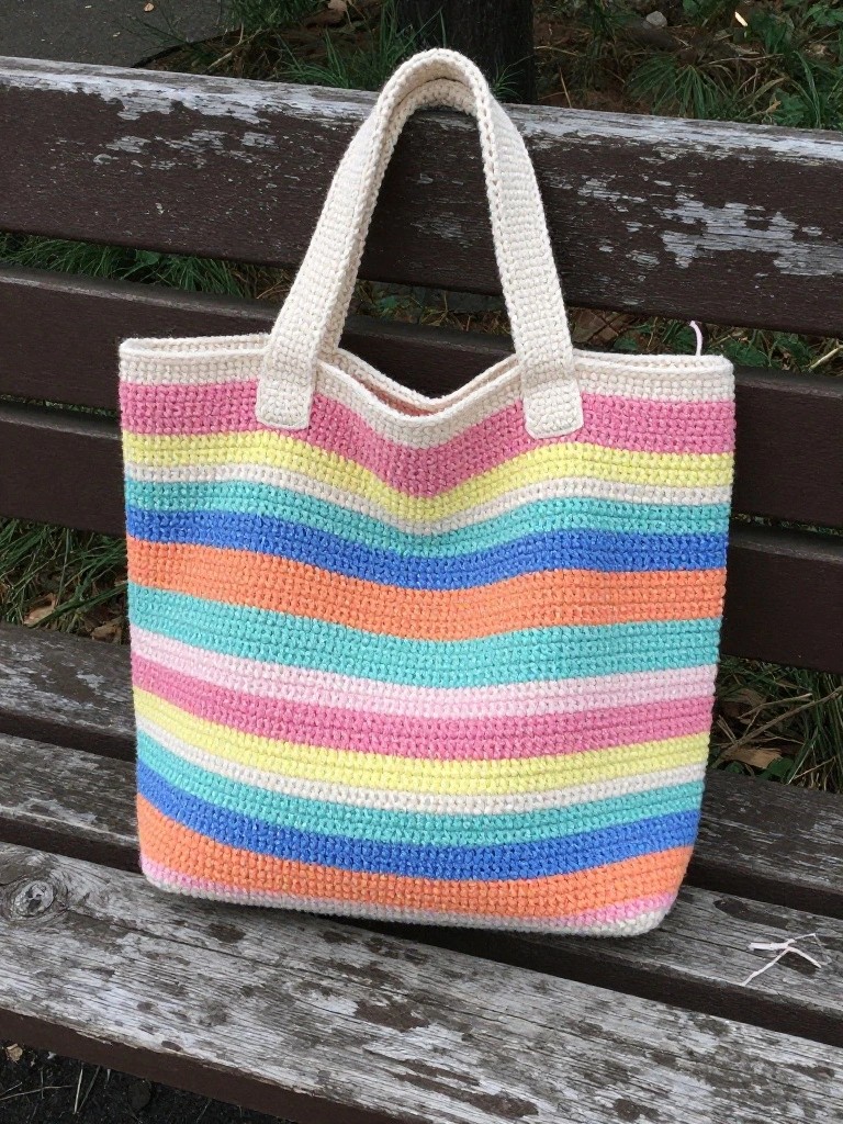 Rainbow Striped Tote Bag