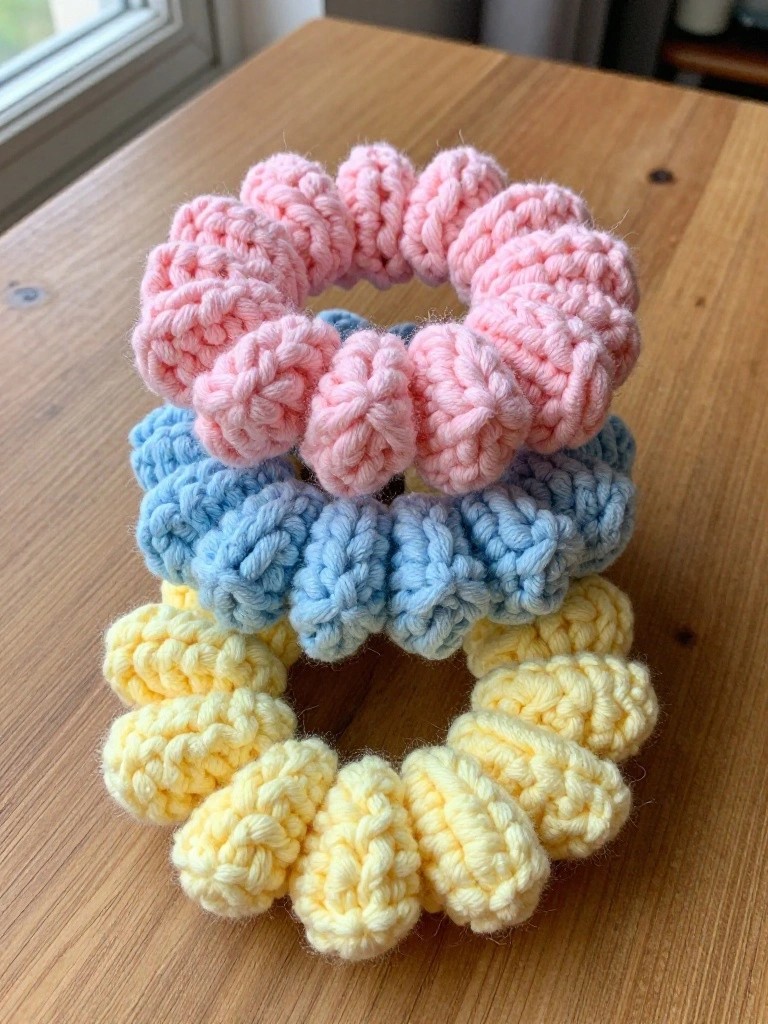 Crochet Scrunchies with Puffy Texture