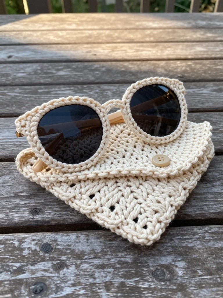 Crochet Sunglasses Pouch with Frame Trim