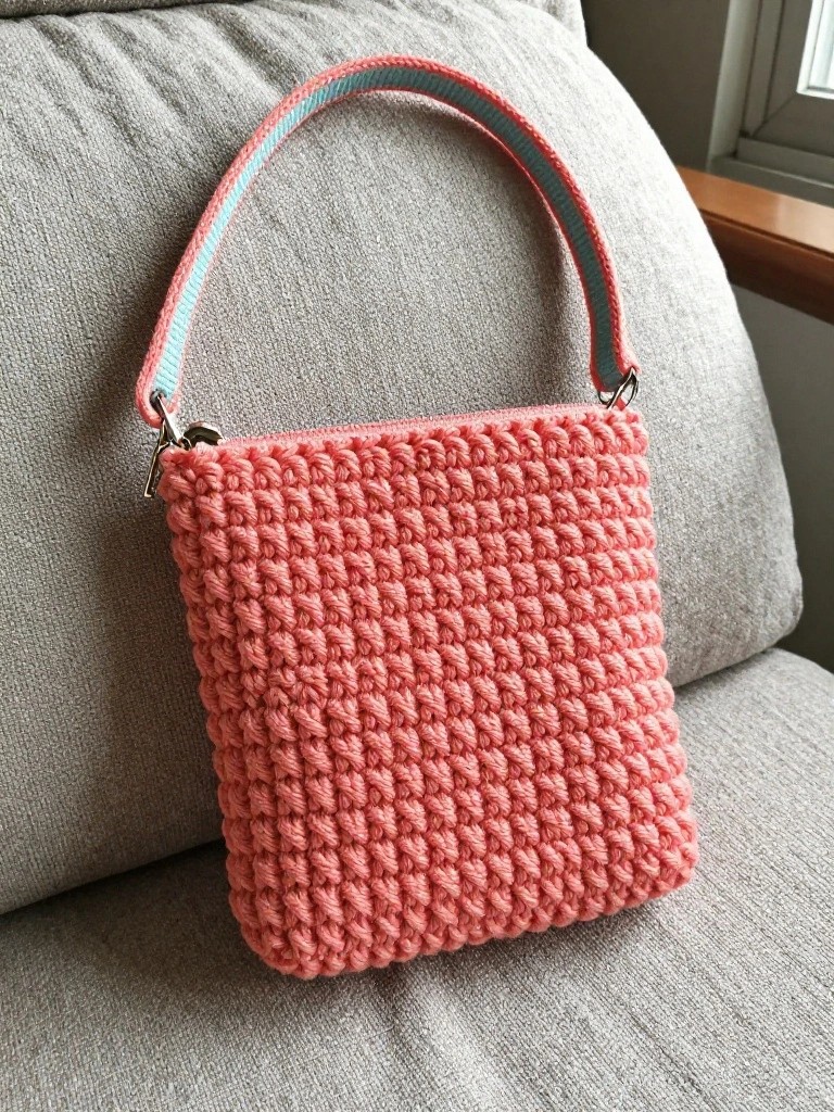 Crocheted Mini Bag with Contrast Handle