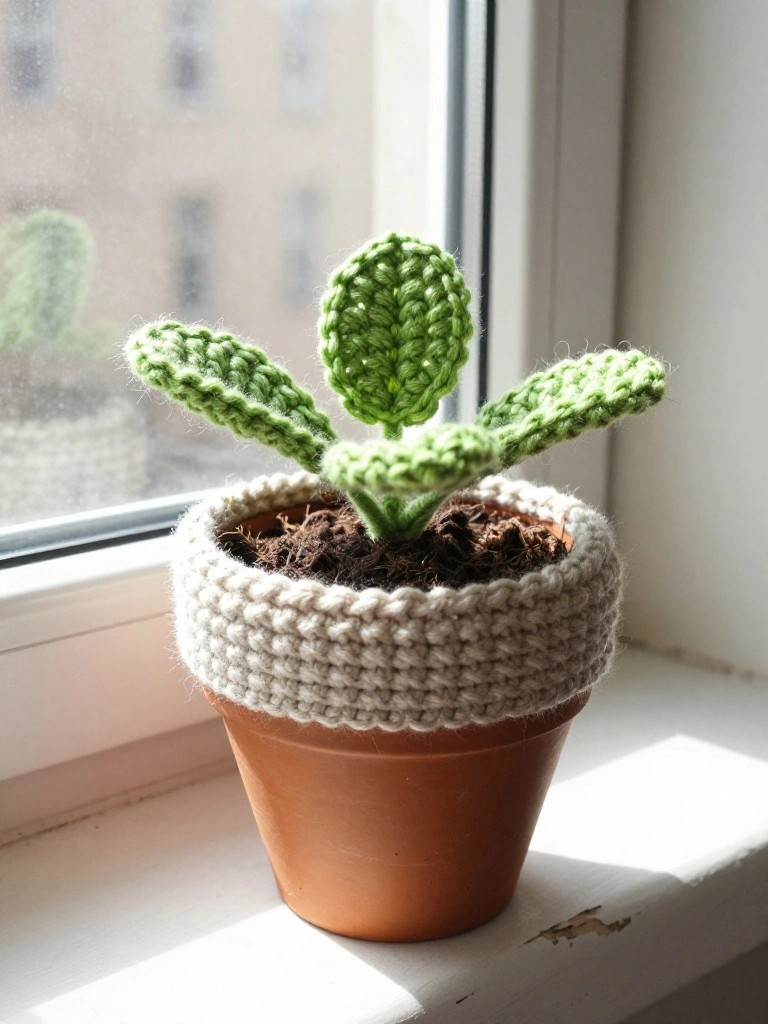 Crocheted Plant for Low-Maintenance Decor
