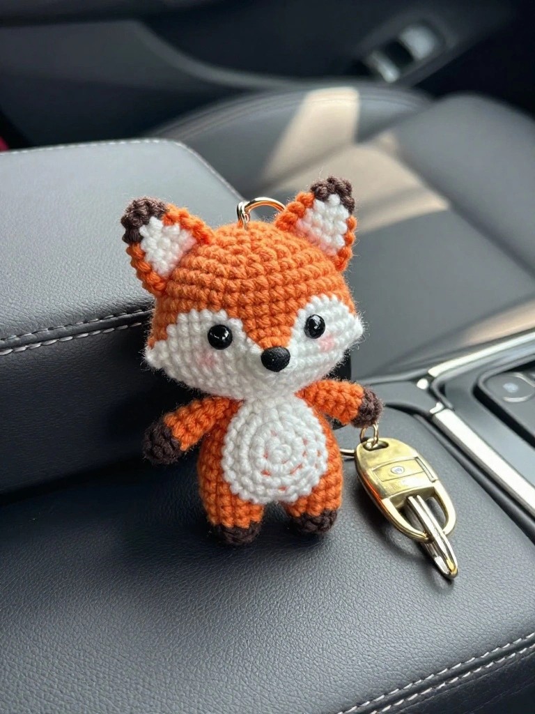 Mini Amigurumi Fox Keychain