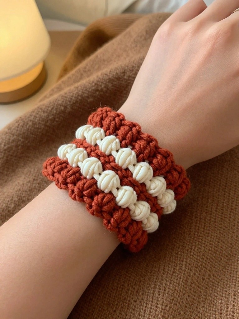 Striped Bobble Cuff Bracelet