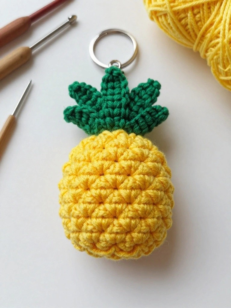 Pineapple Crochet Keychain