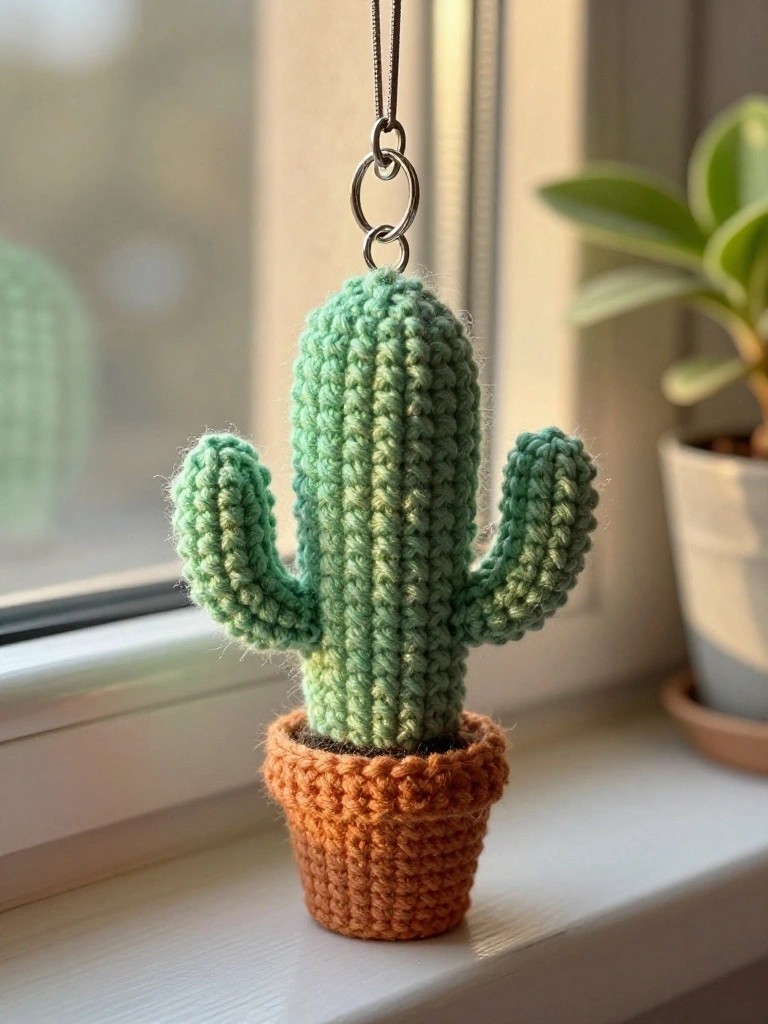 Potted Cactus Keychain