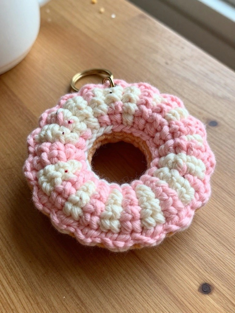 Striped Donut Keychain