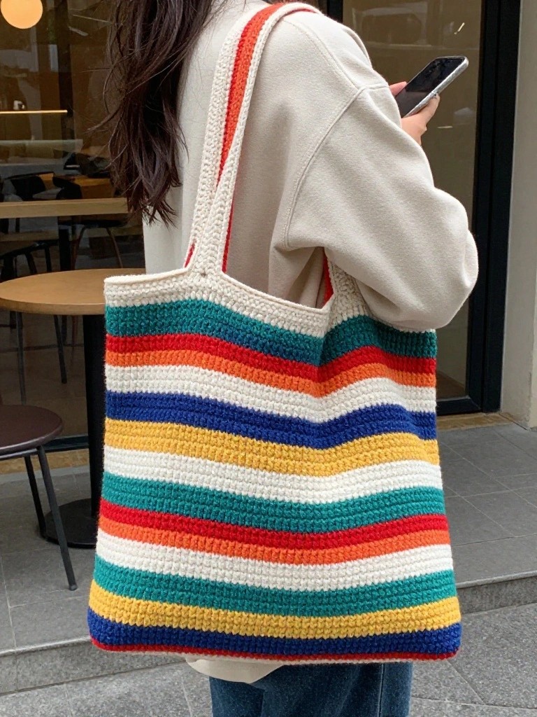 Bright Striped Tote for Everyday Use