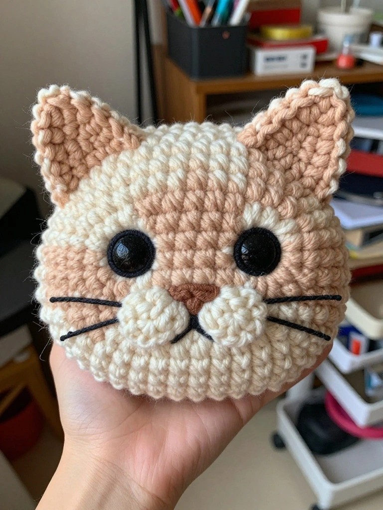 Cat Face Appliqué for Simple Tote Bags