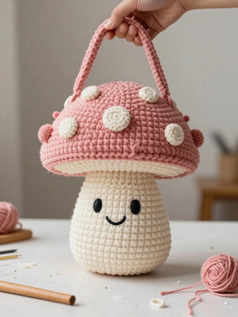 Mushroom Tote Bag with Spotted Cap