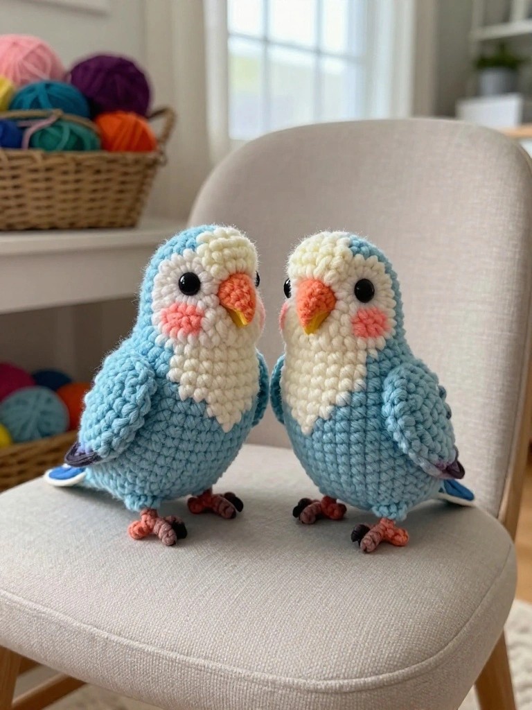 Crochet Lovebirds as a Matching Pair