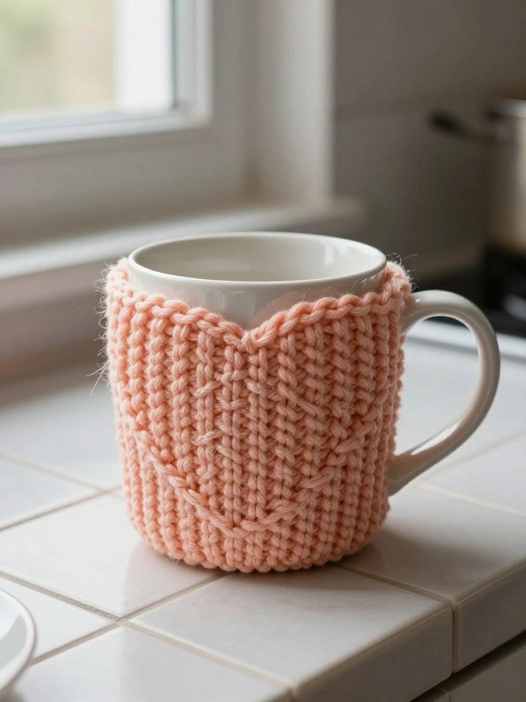Crochet Mug Cozy with Raised Diamond Pattern