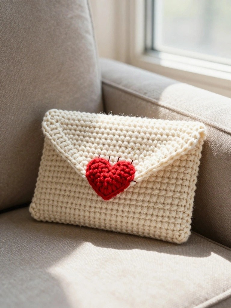 Envelope Pouch with Heart Appliqué