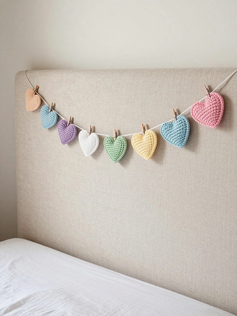 Heart Garland Clipped with Clothespins