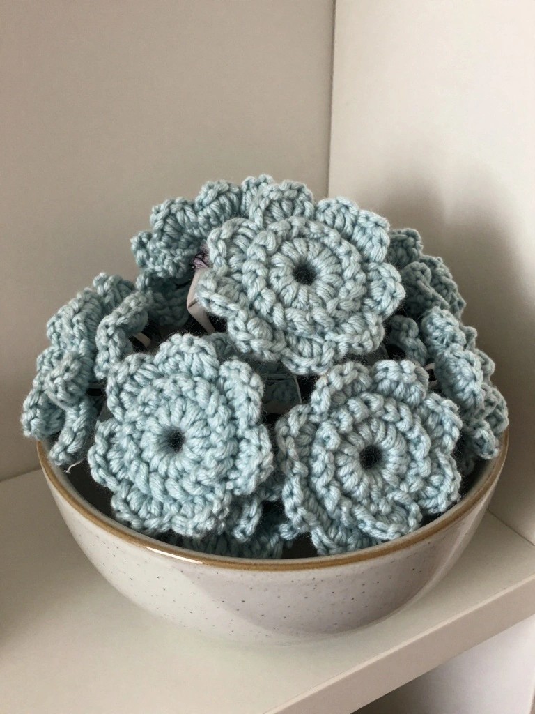 Crochet Flowers as Bowl Fillers