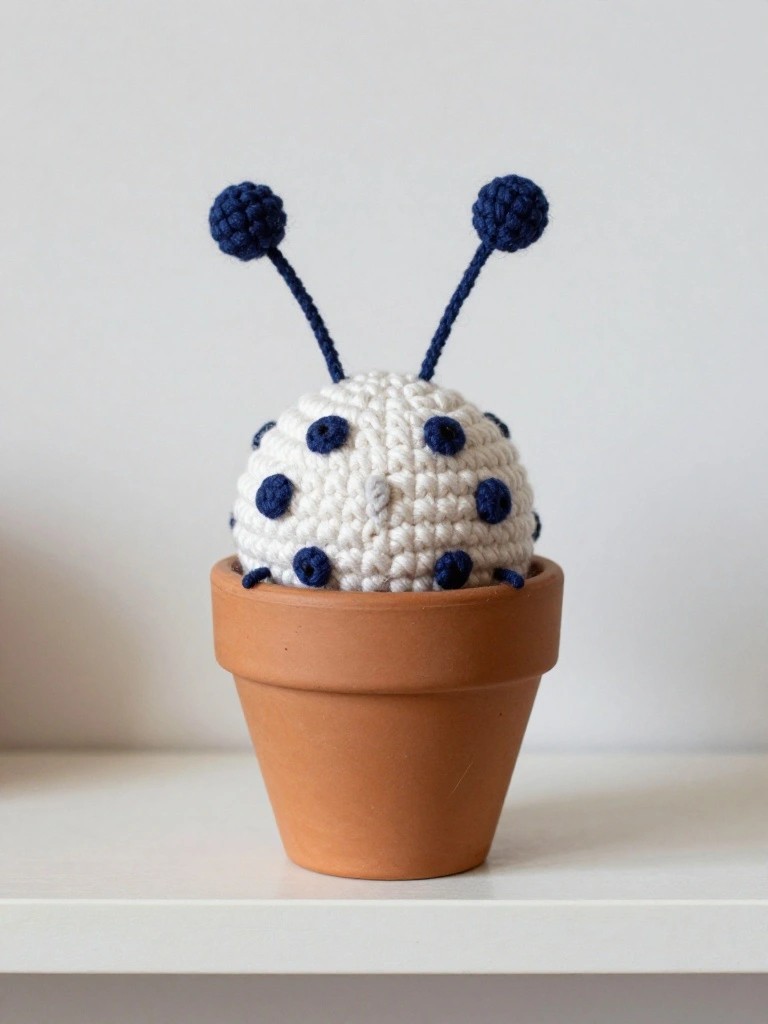 Crochet Ladybug Pot Sitter for Quick Table Accents