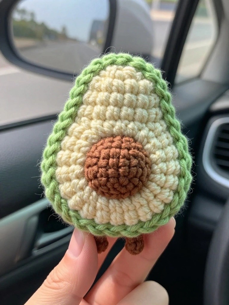 Crochet Avocado Amigurumi Keychain