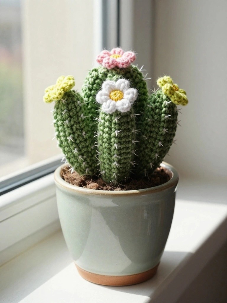Crochet Cactus Pot As A Desk Gift