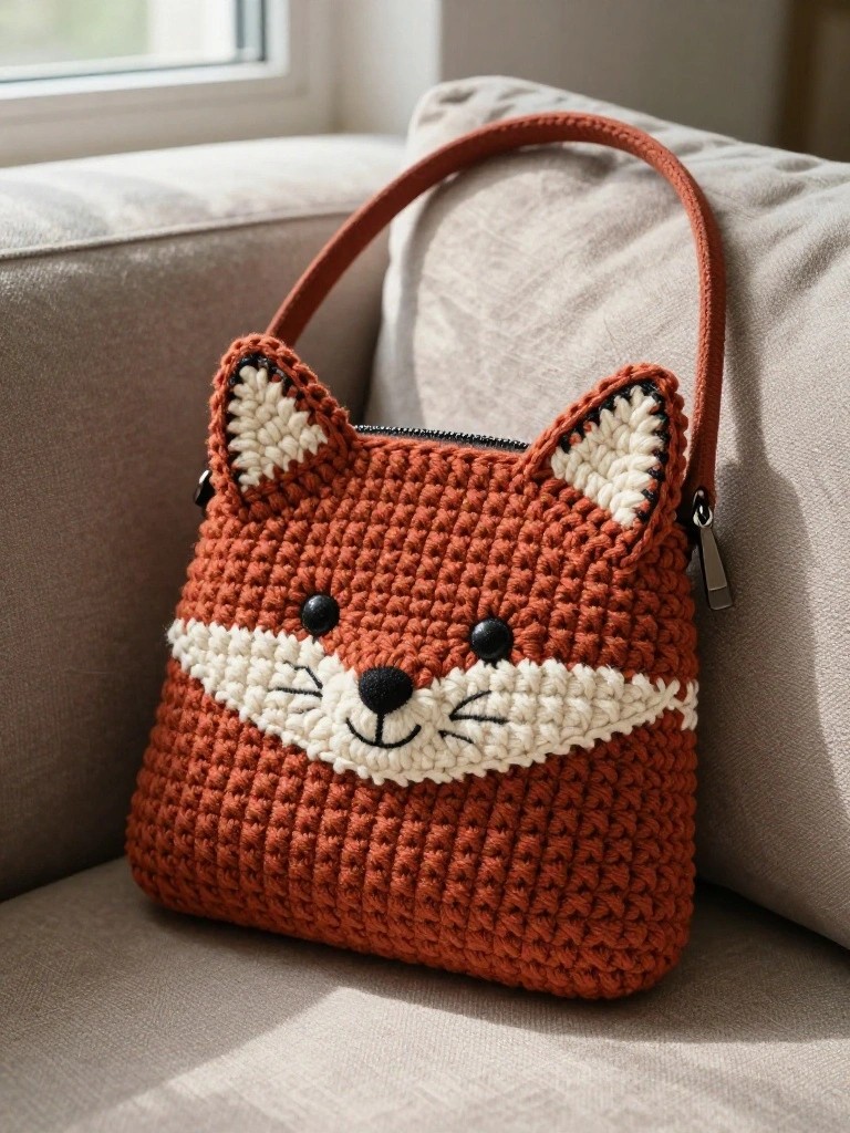 Fox Crochet Purse As A Small Bag