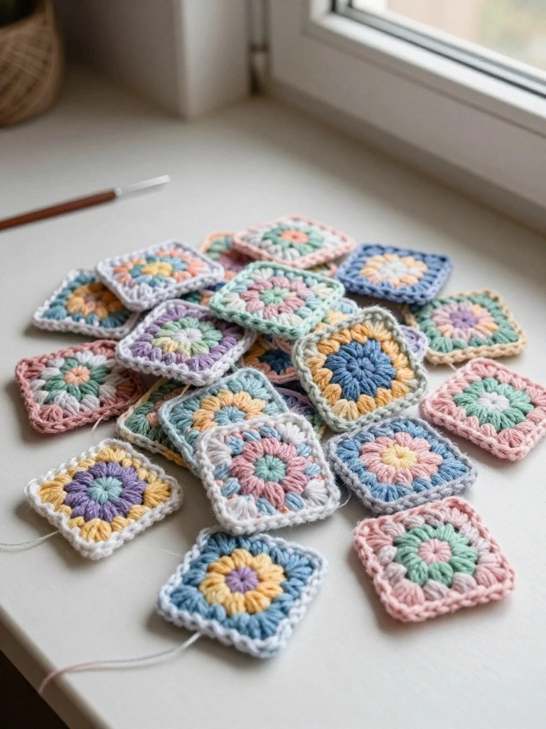Pastel Granny Squares for a Quick Patchwork Throw